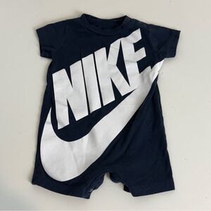 Nike Infant Navy White Logo Shortall One Piece 3mos